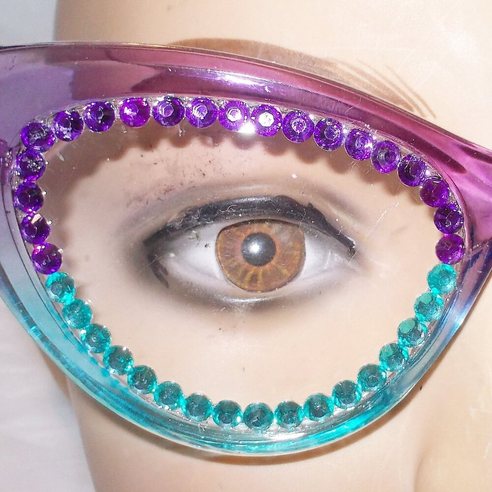 ALL STRENGTHS CAT EYE READING GLASSES DOUBLE COLOR COMBINATION TEAL & PURPLE